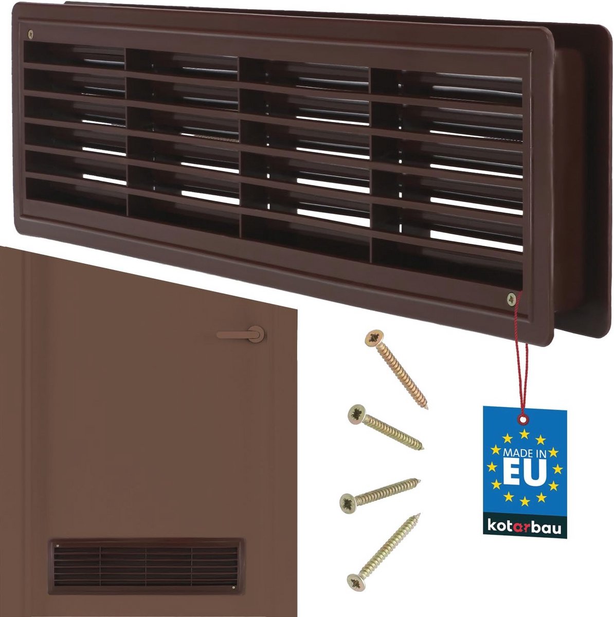 Ventilatierooster voor Deur 13,5 x 48,8 cm Bruin Kunststof - Robuust en Duurzaam Afvoerrooster