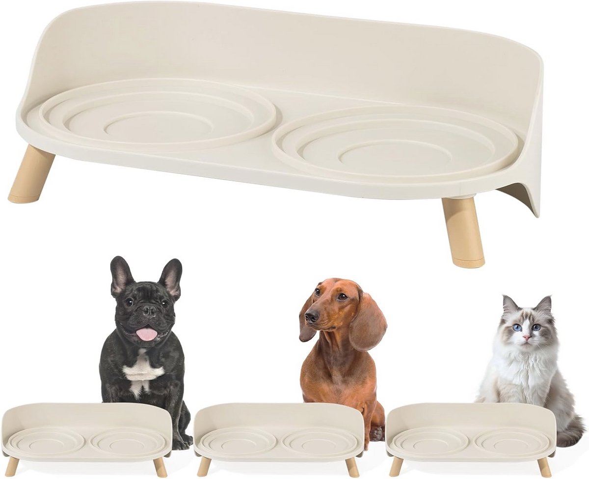 Verhoogde eettafel voor honden en katten - Geschikt voor voer- en waterschalen tot 6 inch