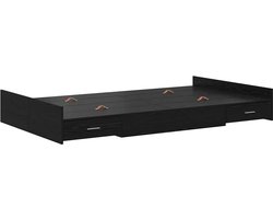 Tweepersoonsbed | Dubbelbed | Volwassenenbed | Bedframe met opbergruimte Zwart eiken 120 x 200 cm Bewerkt hout