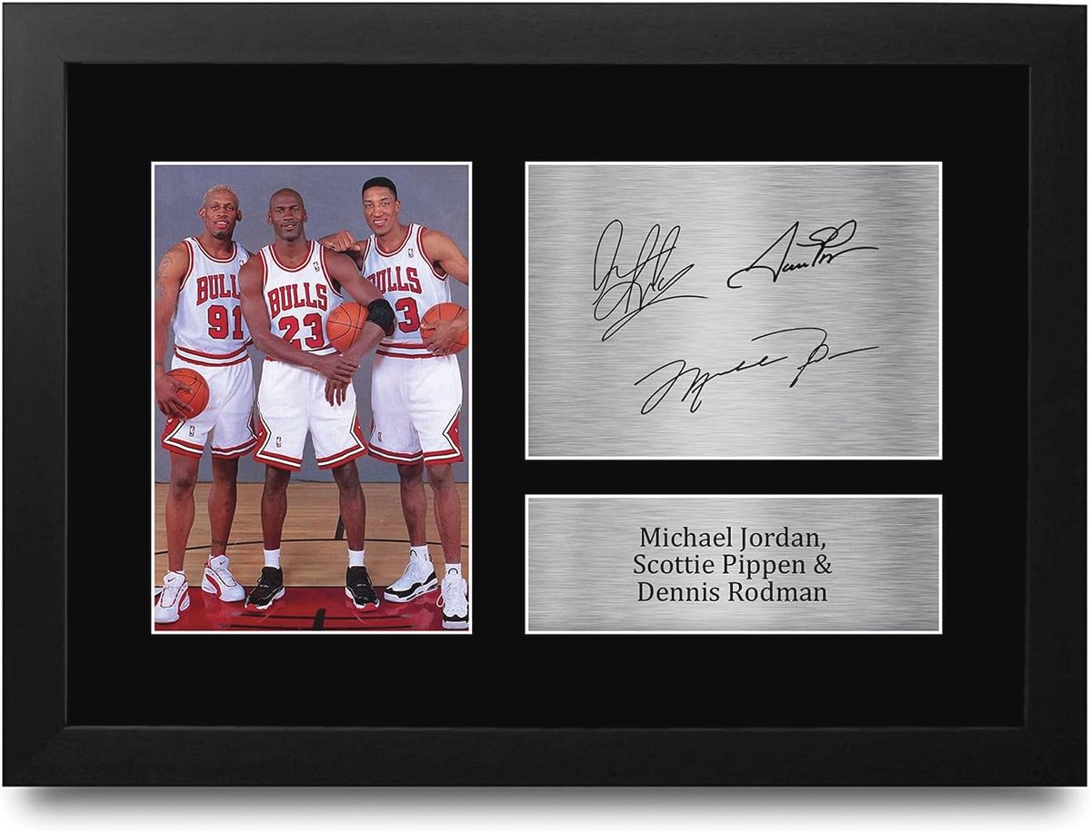 Ingelijste A4 Handtekening Foto van Basketbal Legendenteam Chicago Bulls