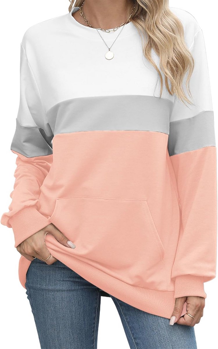 Sweatshirt Dames Zonder Capuchon Ronde Hals Lange Mouwen Casual Schattig Tops Herfst Klassiek Basic