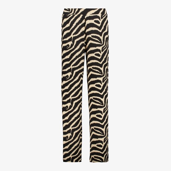 TwoDay pantalon large femme avec imprimé zébra Zwart beige - Taille XXL