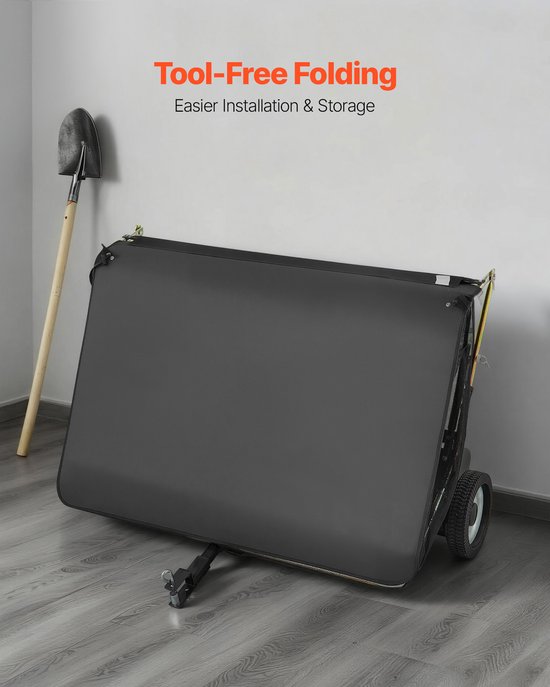 121.9 cm Trekachter Grasmaaiers Veegmachine, 0.736 m³ Hopper Tas, Instelbare Hoogte, Blad en Gras Verzamelaar Met Dump Touw, Ideaal voor Grassen en Tuinen — afbeelding 4