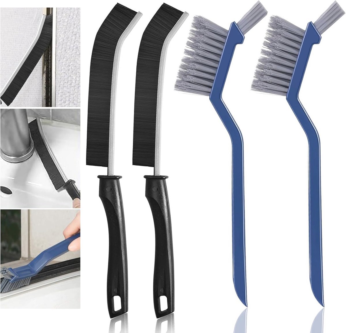 4 Stuks Multifunctionele Reinigingsborstels voor Badkamer en Keuken