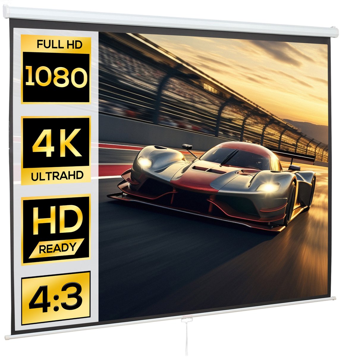 Homcom Projection Screen-Kunststof, Metaal-244B x 183H cm-Wit