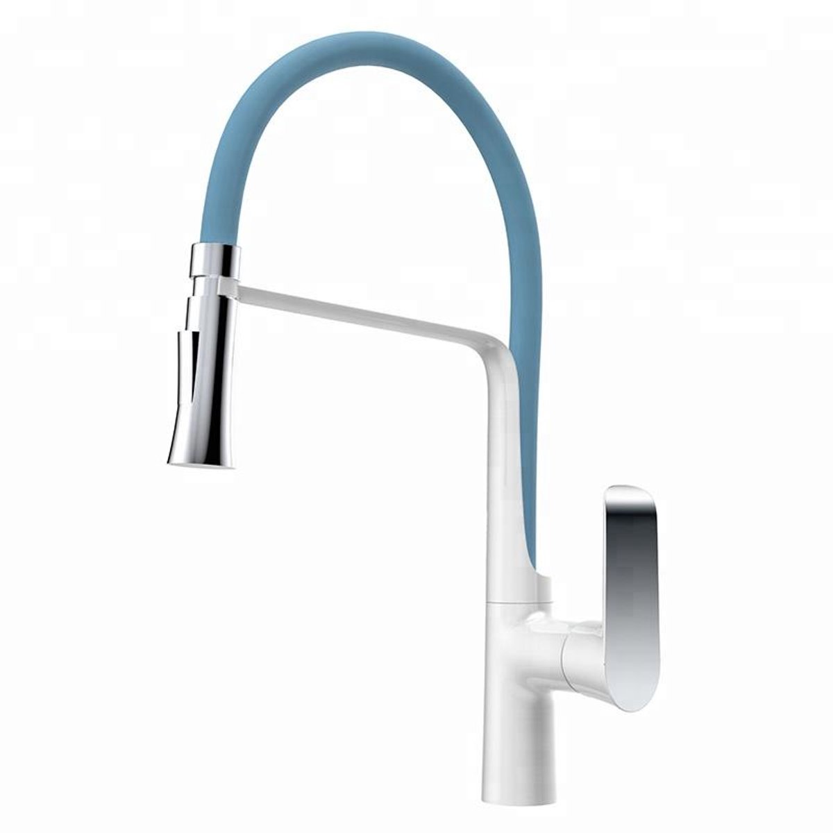 Hudor Keukenkraan met Uittrekbare Uitloop - Blauw Wit Design Argolide Collectie - Draaibare Keuken Kraan met Sproeikop - 206 Blanc et Bleu