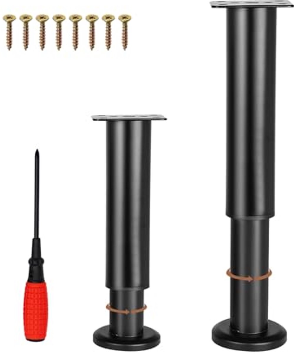 Verstelbare Meubelpoten voor Bank, Tafel en Stoel - Laadvermogen 800 kg, Set van 2 (Zwart, 8-12 cm)