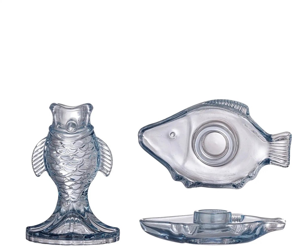 Kandelaar glas blauw Linley - set van 2