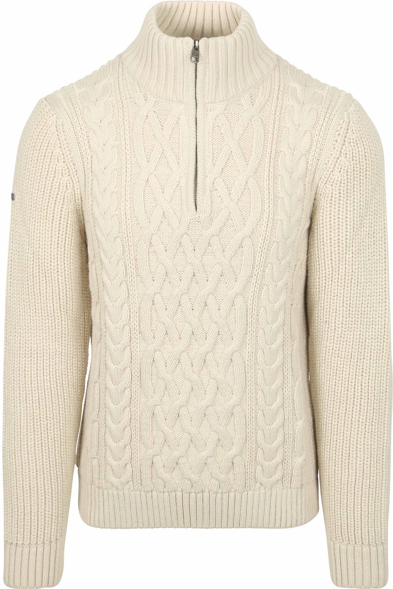 Superdry Half Zip Pullover Jacob Cable Ecru – Heren Schipperstrui Wit