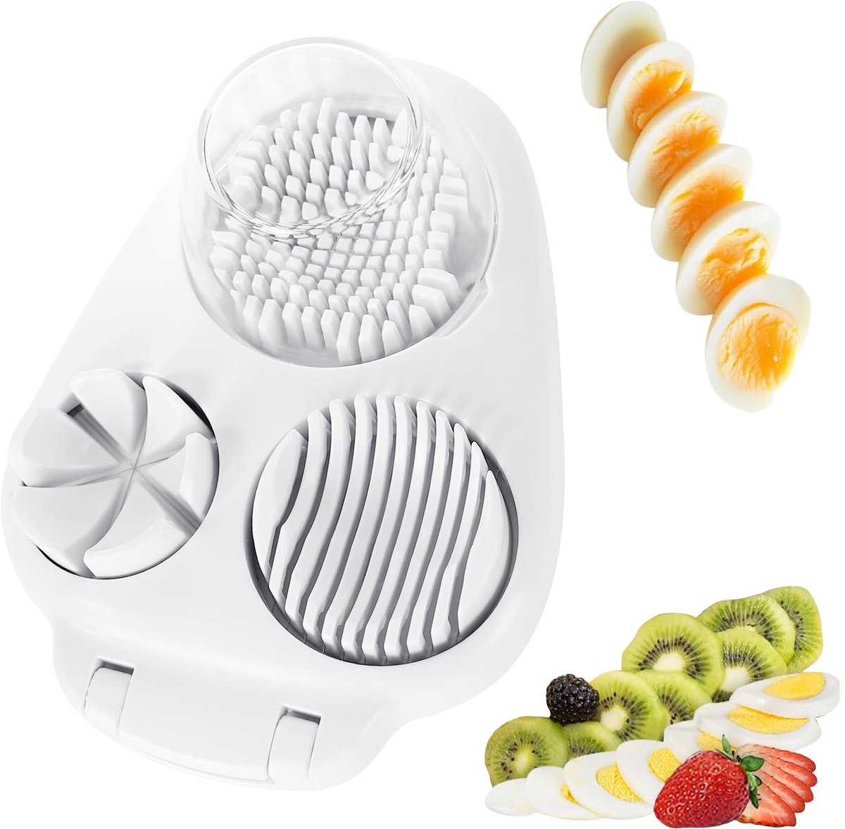 Gigicial Eiersnijder - Snijder Voor Gekookte Eieren - Snel En Netjes Snijden Voor Eiersalade Of Sandwiches - 1 Stuks - Algemeen Gebruik + Wit
