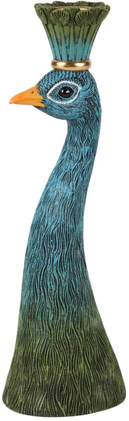 Baroque - Bougeoir - Bougeoir Paon 20,5 cm - Blue - Résine - 20,5 x 5,3 x 6,5 cm - Polyrésine