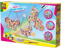 SES Creative Easy diamonds - Suncatchers - Zonnevanger - Knutselen - Voor Meisjes Vanaf 6 Jaar - 6 Kleuren - 3 Vormen