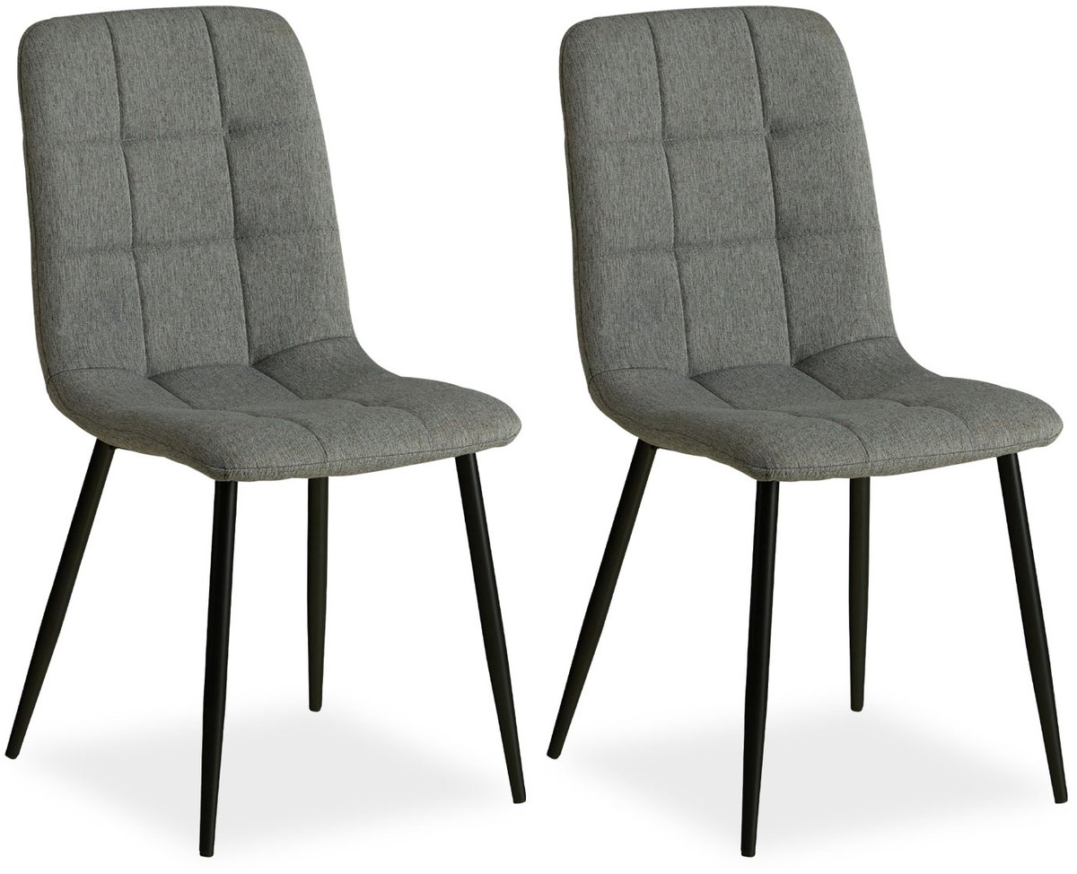 Homestyle4u Eetkamerstoelen van Linnen - 2 Stoelen - Grijs