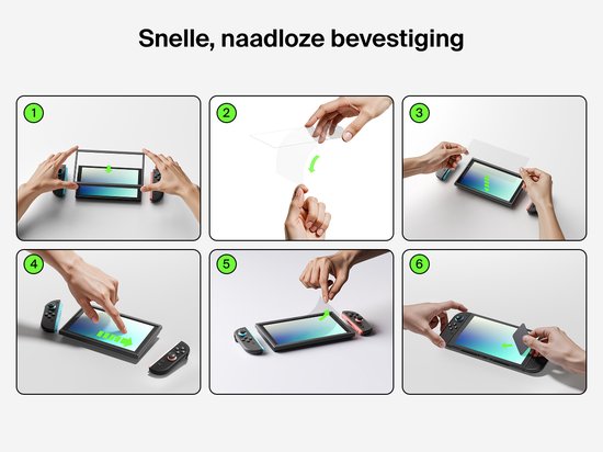 Stapsgewijze instructies voor het bevestigen van een screenprotector op een Nintendo Switch 2.