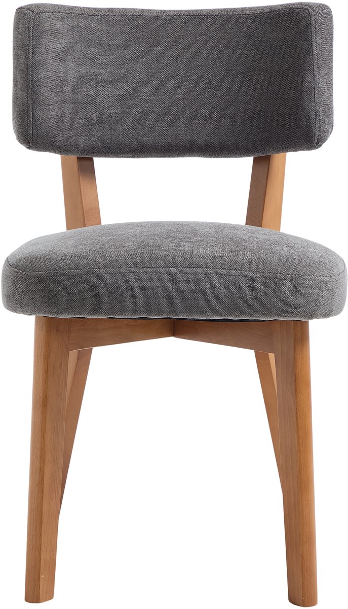 Moderne eetkamerstoelen in mid-century stijl, set van 2, met massief houten poten en gestoffeerde zitting voor keuken, eetkamer of kantoor- Grijs