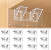 20 stuks plankdragers, zelfklevend, acryl inlegplankhouders, zonder boren, extra sterke kleefhaken, plankhouder, transparante plankdragers, plankdragers voor inlegplanken, kledingkast