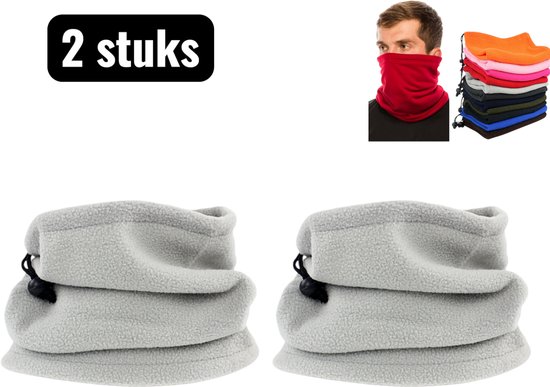 2 stuks - Facemasks - Gezichtsbescherming voor Winter - Fietsmasker - Ademend Fleece Gezichtsmasker voor Skiën en Fietsen - Verstelbare Neuswarmer met Trekkoord - Uniseks Ontwerp - Grijs