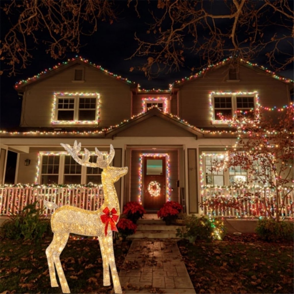 Kersthert Licht - LED Buitenverlichting Hert Figuur - Helverlicht Acrylaten Decoratie - Voor Tuin, Gazon en Sfeerverlichting - Feestelijke Buiten Decoratie - Voor Huiseigenaren en Tuinliefhebbers - Kerstversiering- 3 Stuk – foto 6