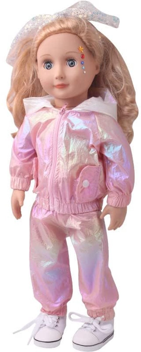 Poppenkleding Jurk Sport Casual Outfit met Hooded Jas voor 18 inch Meisje Pop van Merkloos — afbeelding 2