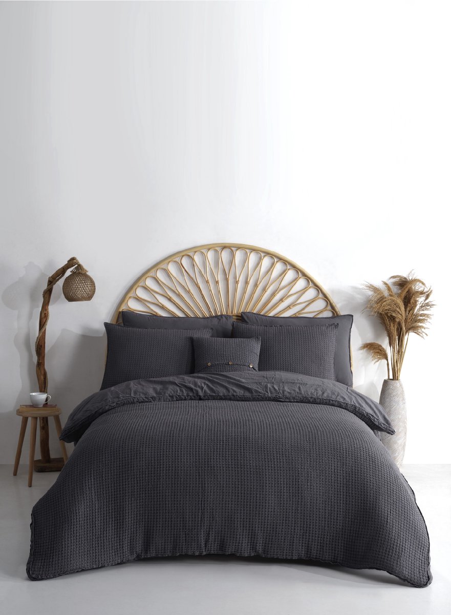 Mila Home Luxury Waffle Collection - Beddengoedset Dekbedovertrek - Waffle Dessin - 100% Katoen Waffle- OEKO-TEX Gecertificeerd - 140x200 cm + 1 Kussenhoes 60x70 cm