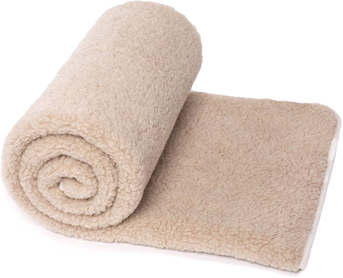 OnceDoce® Wollen Deken 240x200 cm Lits Jumeaux Tweepersoons| Luxe Merino Wol OnceDoce® |100% Zuivere Australische Wol – Premium Wollen Tweepersoons Deken 450 g/m² | Woolmark® Certificaat | Wasbaar, Antiallergisch, Zacht & Warm | Beige