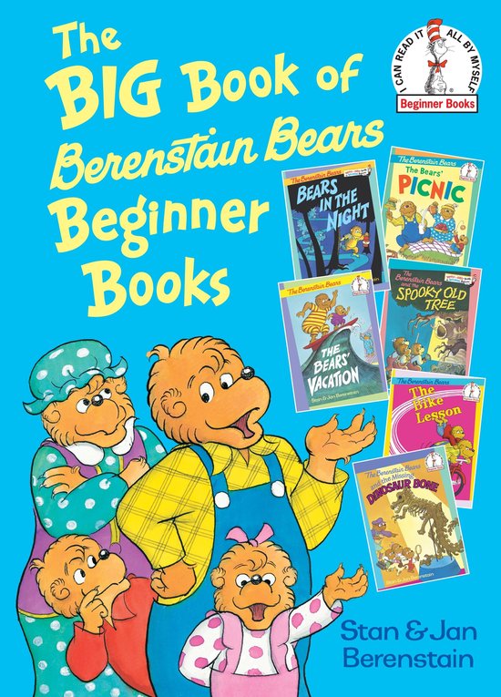 De Berenstain Bears: The Big Book of Beginner Books, met de hele familie op de voorkant en negen kleine boeken.