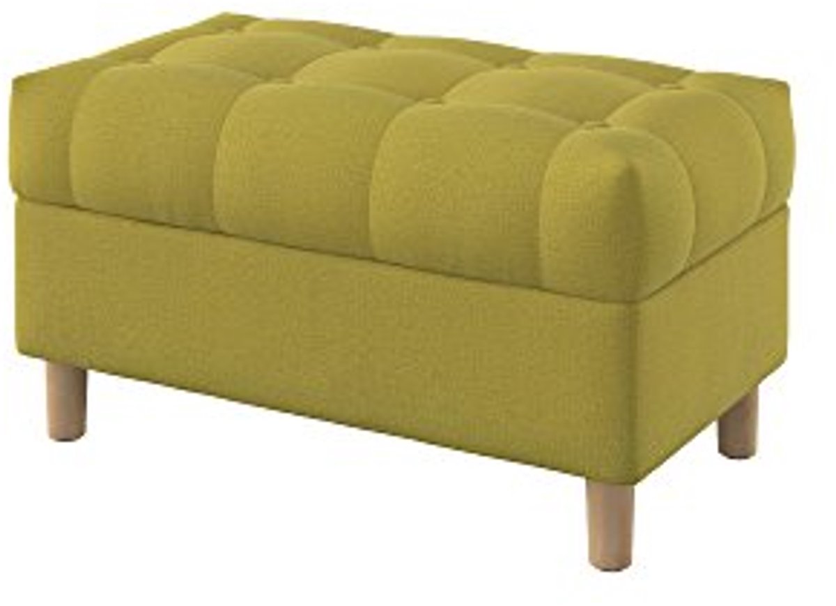 Gestoffeerde Opbergbank met Knooptufting - Multifunctioneel Voetenbankje voor Slaapkamer en Hal - 80 cm - Waterafstotend - Donkergeel