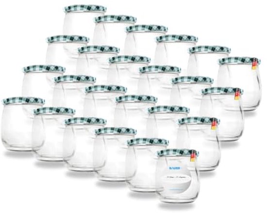 Oputec 12 x 230 ml weckpotten met goudkleurig schroefdeksel – Perfect voor jam, confituur en meer, kleine potten met deksel, ideaal als mini-jampotten en schroefgläser