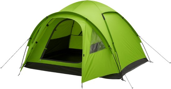 Crivit® – 4-Persoons Koepeltent Groen – Dubbel Dak & Waterdichte Buitentent – UV-bescherming – Windbestendig – Snel Opzetbaar – Familietent met Luifel & Grondzeil