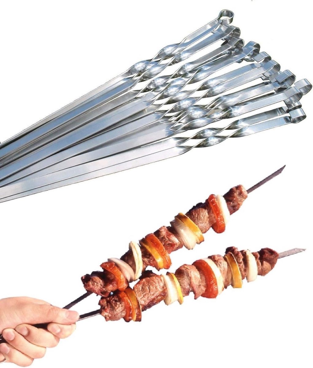Roestvrijstalen Grillspiesen - Extra Breed & Sterk (15 Stuks)