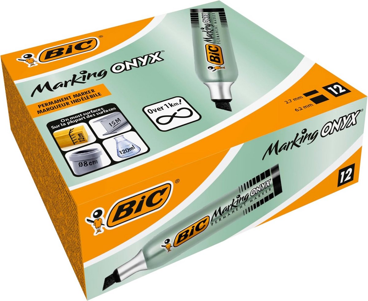 Waterproof Permanent Marker Set - 12 Pack with Wedge Tip for Indoor and Outdoor Use