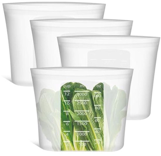 Belle Vous 3x herbruikbare siliconen voedselcontainer - 750 ml - BPA-vrij - Bewaarbakjes met rits - Diepvries- vaatwasser- en magnetronbestendig Belle Vous 3x herbruikbare siliconen voedselcontainer - 750 ml - BPA-vrij - Bewaarbakjes met rits - Diepvries- vaatwasser- en magnetronbestendig