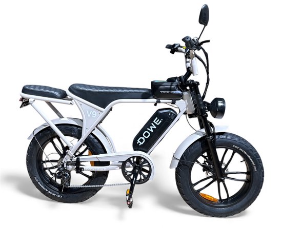 Dowe V9 Elektrische Fatbike Beige 250W 25 km/u 17,5Ah Accu NFC 20″ Fatbike Banden Hydraulische Remmen