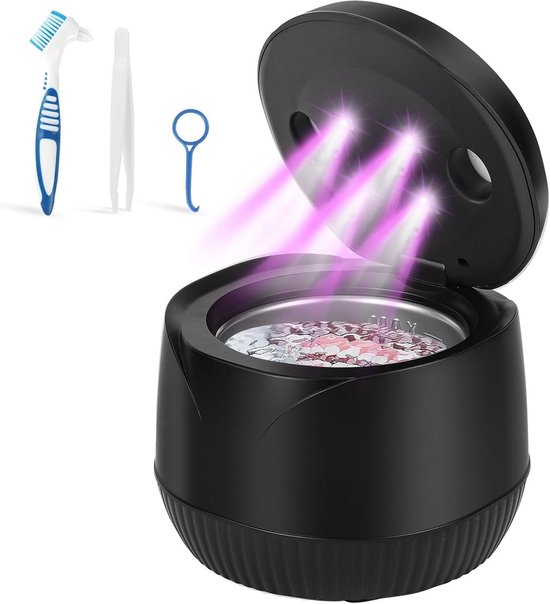 GuKKK Ultrasone reiniger, 180 ml, uv-ultrasone reiniger, 45 kHz, mondbescherming voor kunstgebitten, uitlijning, retentie, bleken
