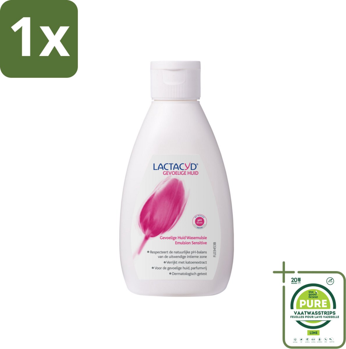 1 x Lactacyd – Sensitive – Extra Mild – 200 ml - Gevoelige Huid - Wasemulsie - Intieme Verzorging - Melkzuur - Katoenextract