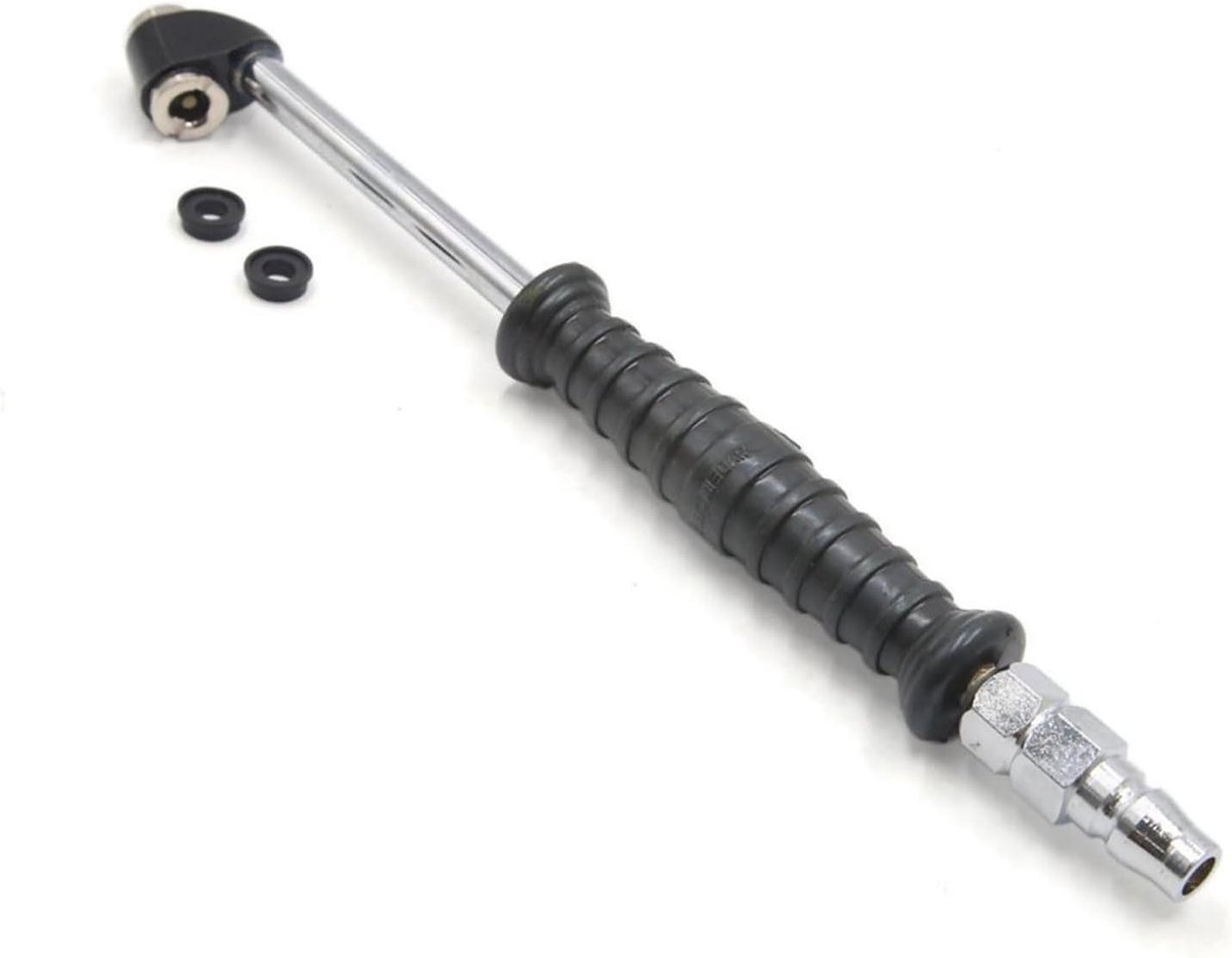 Allecta - Lengte 27 cm Roestvrij Staal Dubbele Kop Autobanden Air Chuck Inflator Drukmeter - Artikelvervanging met extra zoekwoorden.
