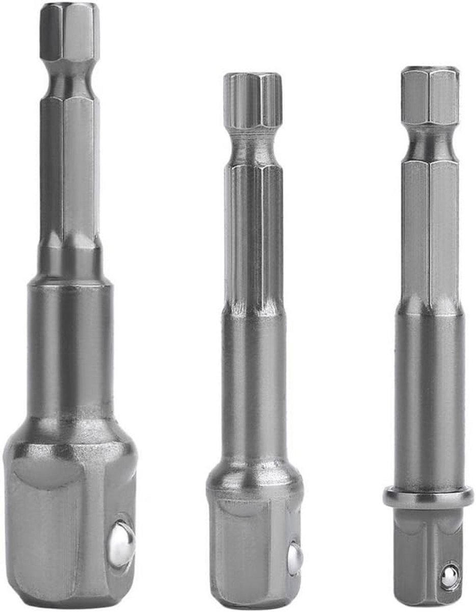 Impact Socket Adapter Set - 1/4 3/8 1/2" Adapter voor Boormachines en Ratelsleutels