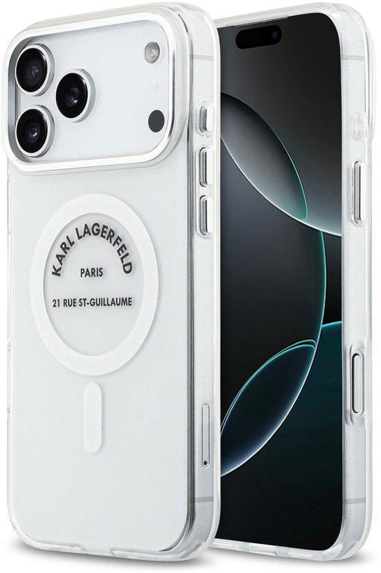 Karl Lagerfeld Back Cover Case - Transparent pour iPhone 17 Pro Max - Compatible MagSafe - Anti-choc