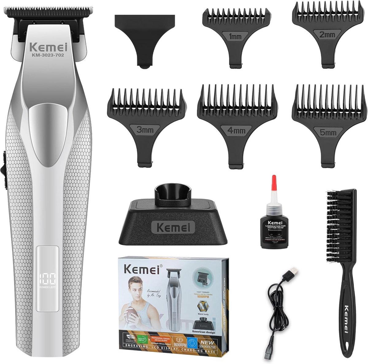 Professionele Haar- en Baardtrimmer voor Mannen - Zero Gapped Tondeuse met Metalen Body en LED-Display