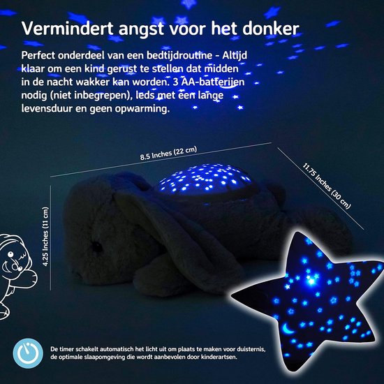 Kalmerend nachtlampje met sterrenprojector voor baby's - Zacht licht in 3 kleuren & 3 sterrenbeelden - Automatische uitschakeling van Merkloos — afbeelding 3