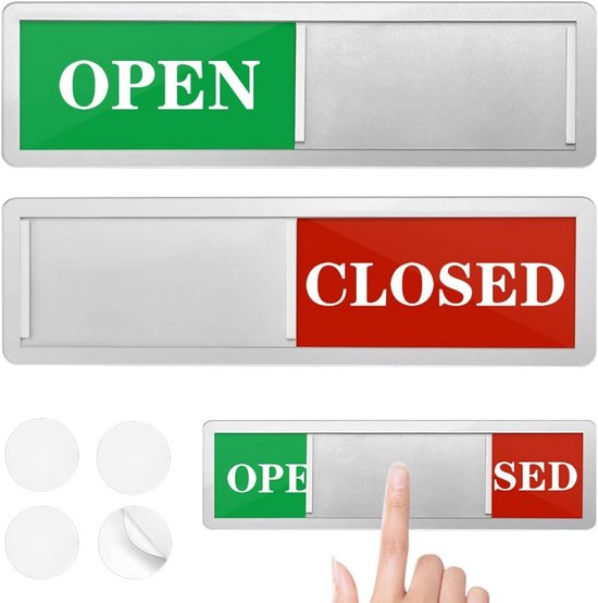 Open/Closed Sliding Board - Deur Indicator en Privacy Sign voor Thuis ...
