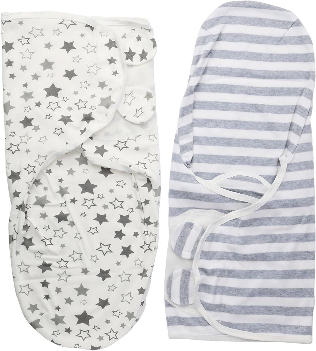 Allecta - Pucksack 2-delige set van ademende katoenen pucksack dekens voor baby's in S en L formaat - Ideaal voor moeiteloos inbakeren - Met zachte klittenbandsluiting - Geschikt voor 0-6 maanden.