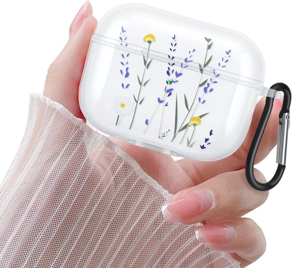 Schattige Bloemen Motief Hoesje voor Airpods Pro 2 - Transparante TPU Bescherming