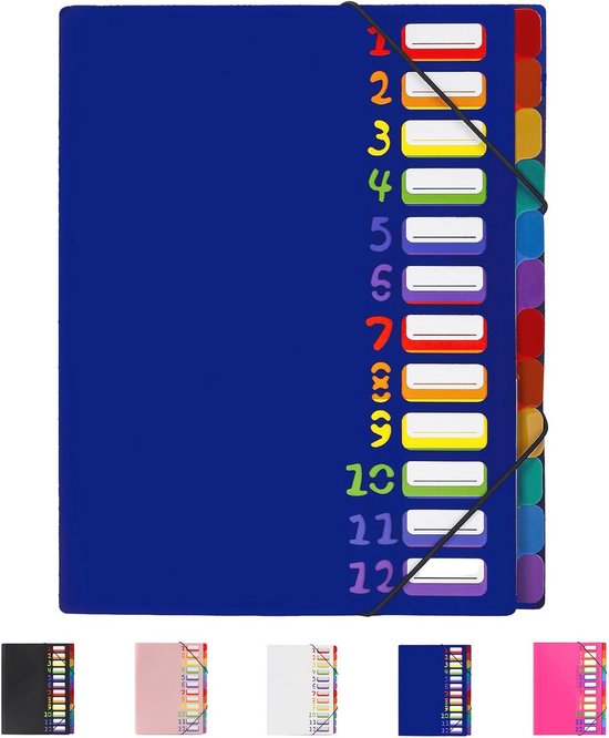 Lot 6 Classeurs Extensibles A4 5 Compartiments Avec Étiquettes Et Fermeture Snap