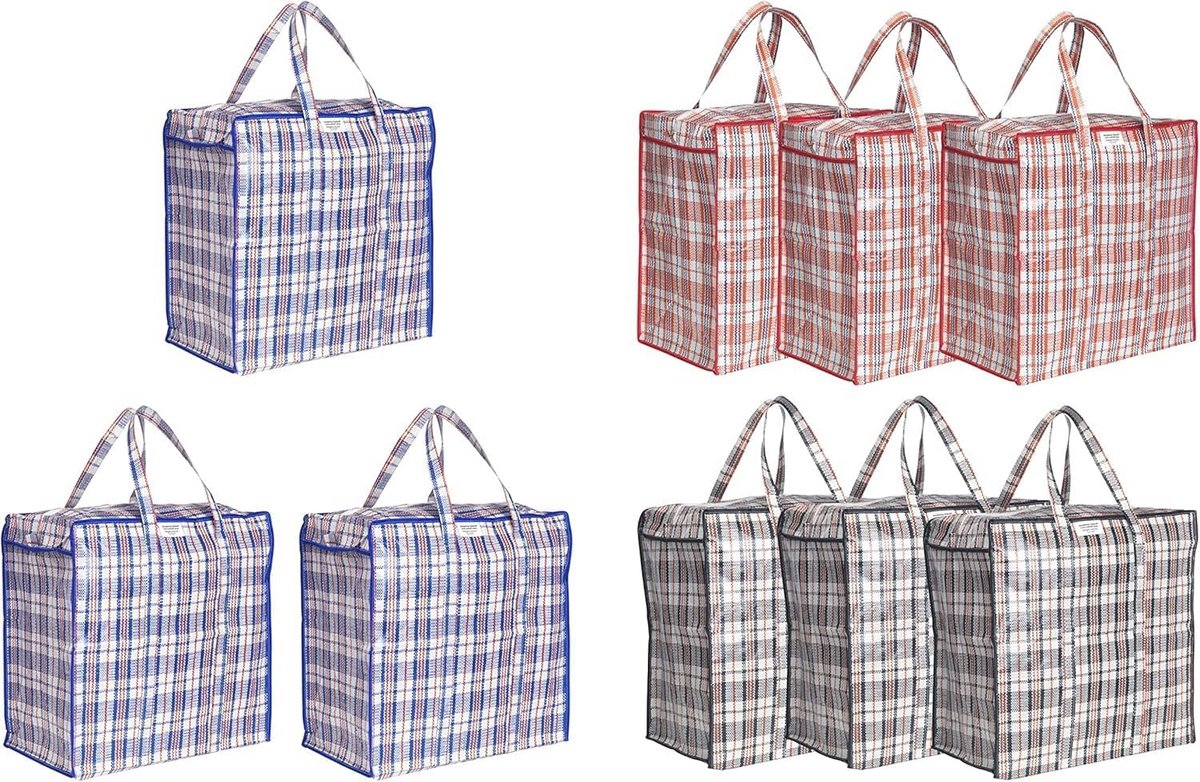 Unisex Waterdichte Opslagzakken - Duurzaam en Sterk, Met Rits, 75 L Inhoud, Tot 20 kg, Assorted Kleuren - 9-Pack