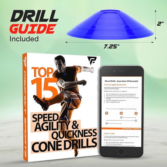 Set van 50 Disc Kegels voor Agility Training - Voetbalkegels met Draagtas en Houder, Ideaal voor Sporttraining, Coaching en Oefeningen voor Kinderen van Merkloos — afbeelding 5