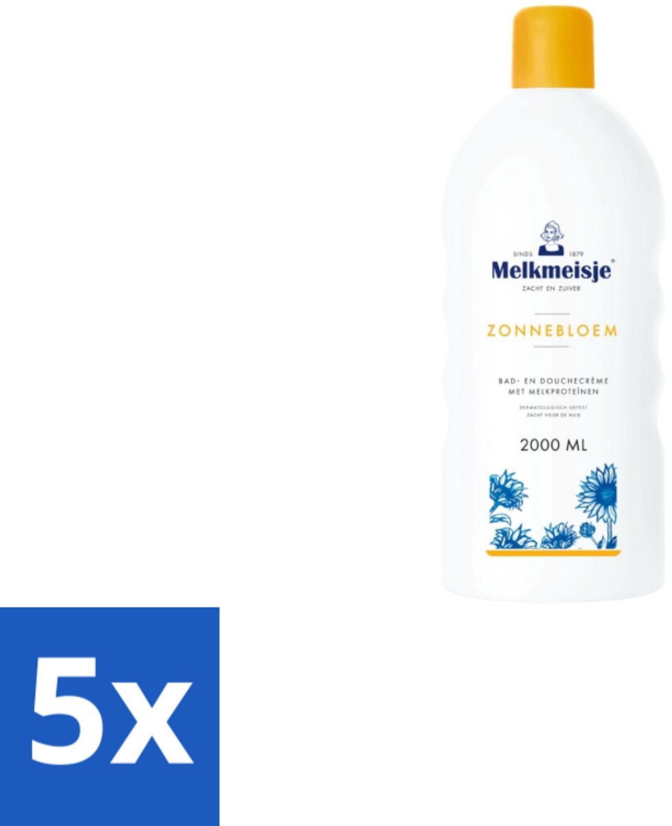 5 x Melkmeisje – Bad & Douchecrème – Zonnebloem – 2000 ml - Koffiezetapparaat