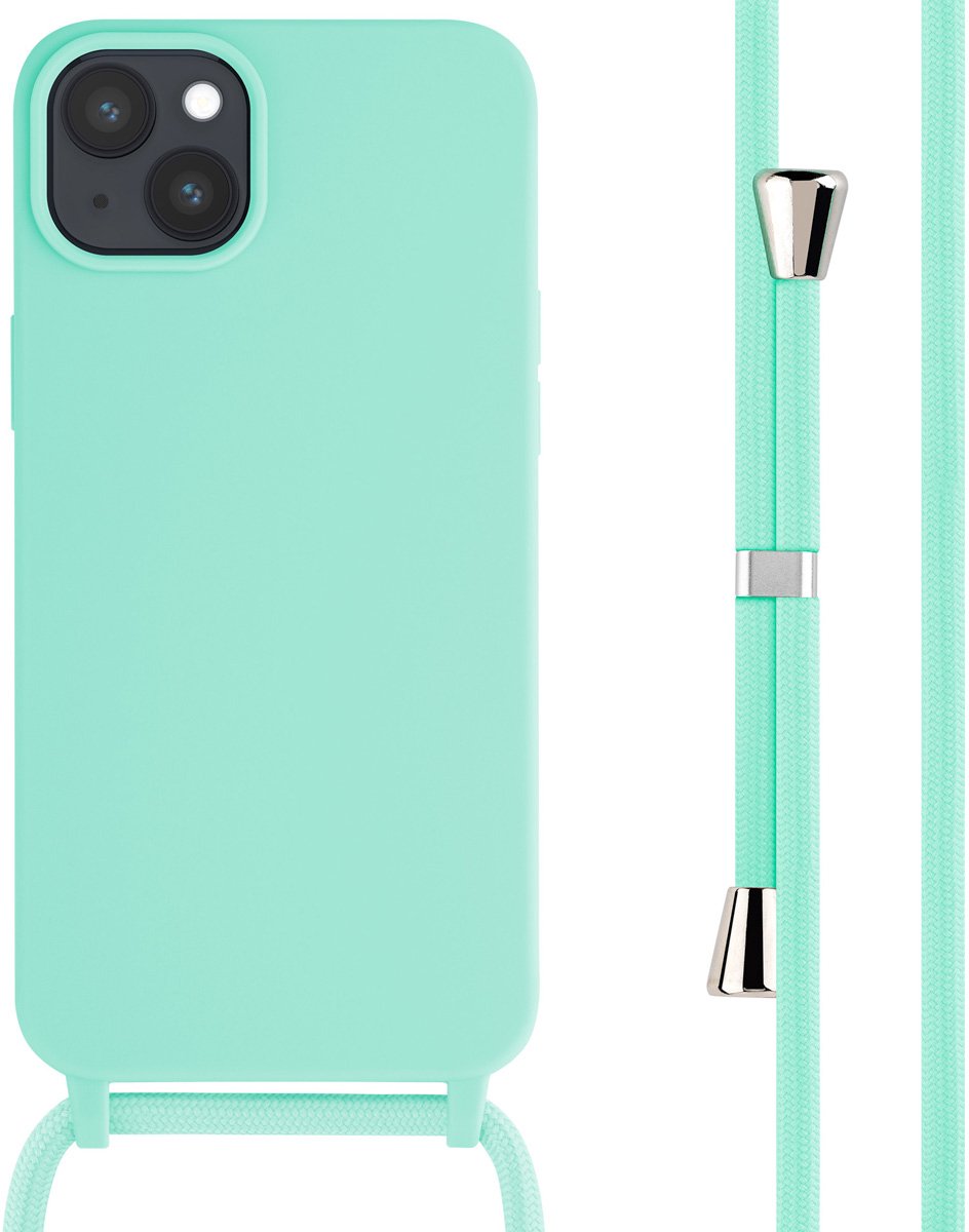 imoshion Hoesje - Geschikt voor Apple iPhone 15 Plus - Siliconen hoesje met koord - Mintgroen