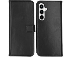 Selencia Hoesje - Geschikt voor Samsung Galaxy A55 (5G) - Echt Lederen Bookcase - Zwart