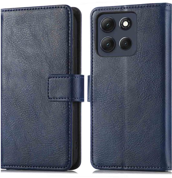 Étui imoshion - Compatible avec Motorola Moto G86 - Bookcase de Luxe - Bleu foncé